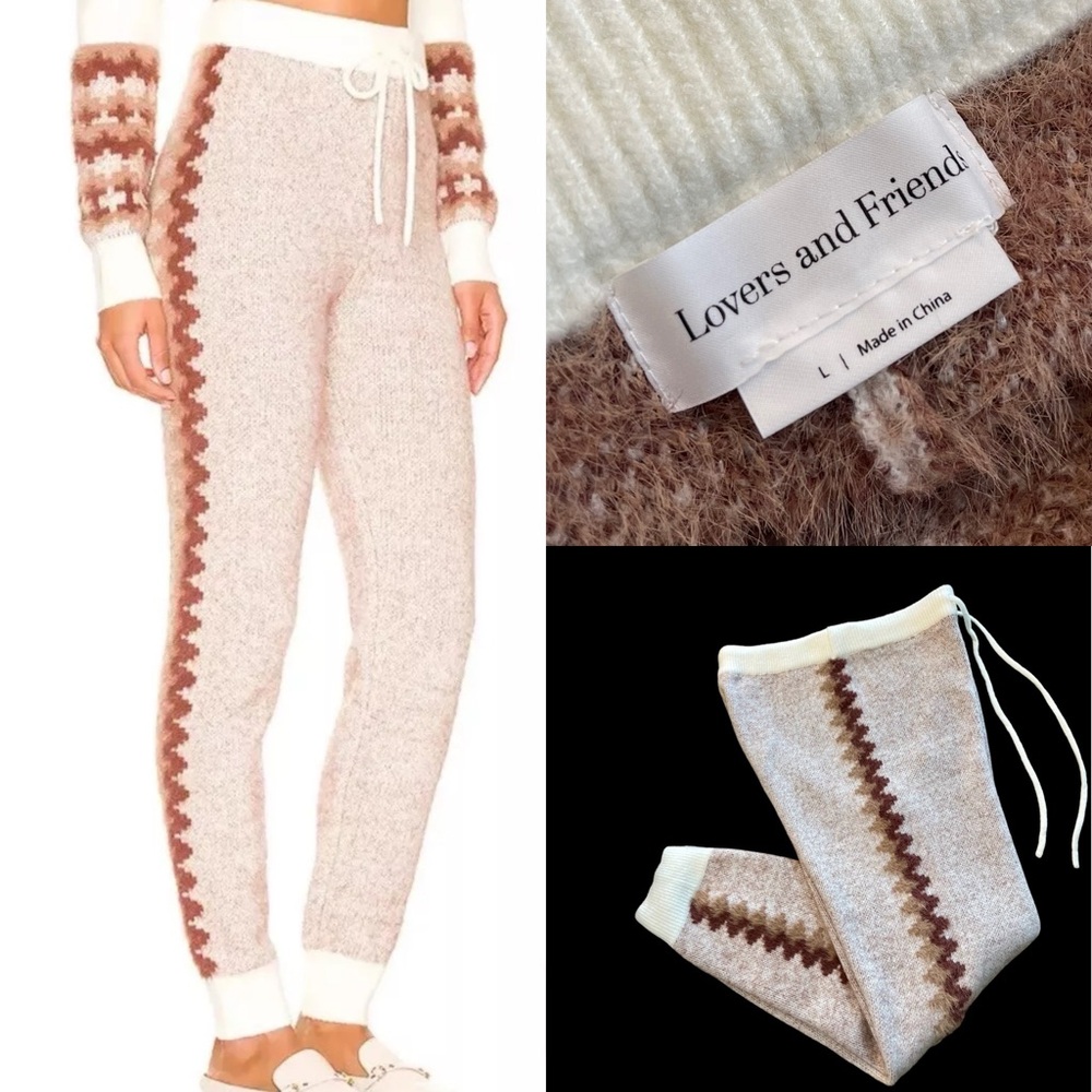 Lovers And Friends Tavi Fair Isle Knit Pant Size‎ Large EXC! Sold Out $218